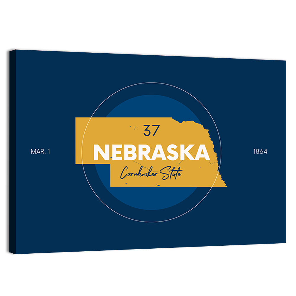 Nebraska State Map Graphic Wall Art, canvas print, landscape