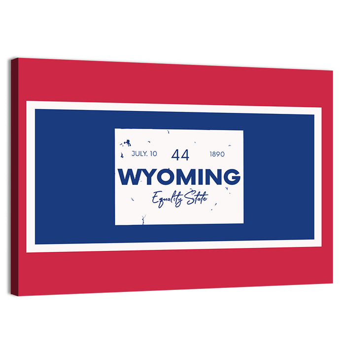 Wyoming Typographic Map Wall Art as a canvas print