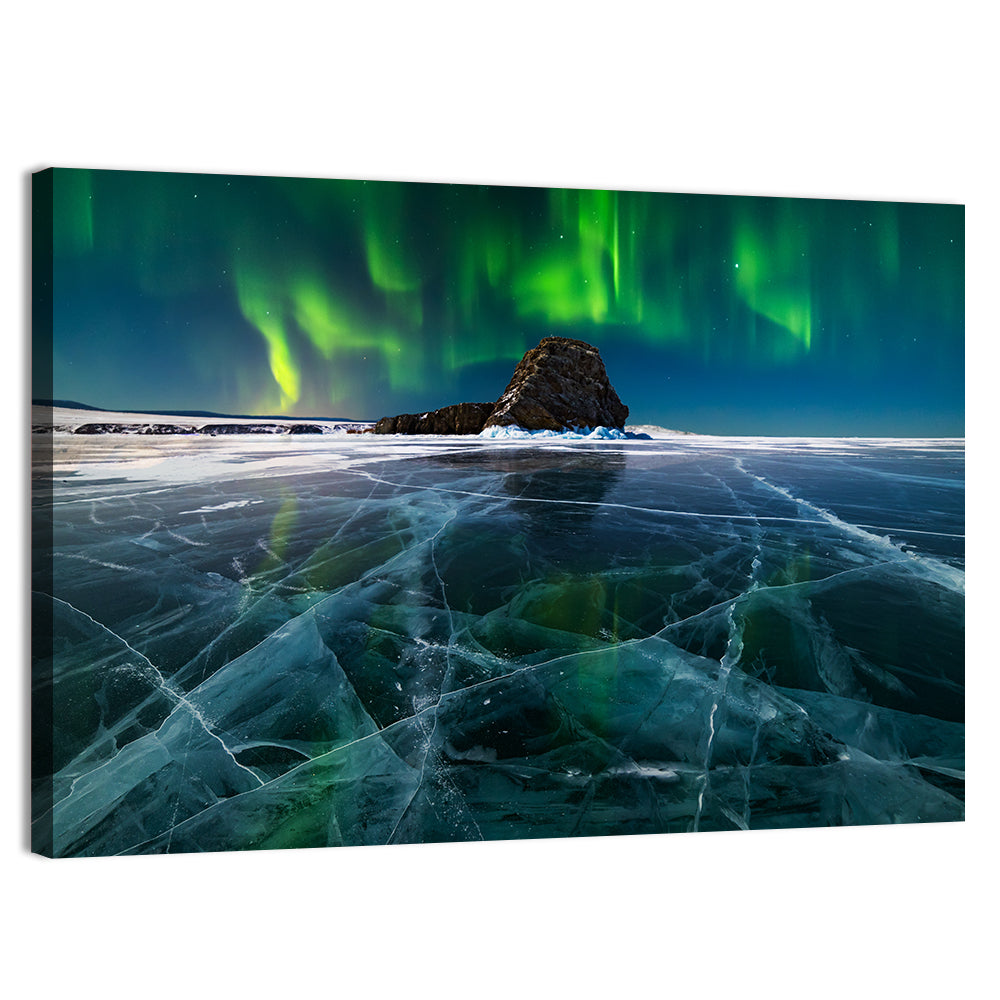 Northern Lights Over Lake Baikal Wall Art, canvas print, landscape