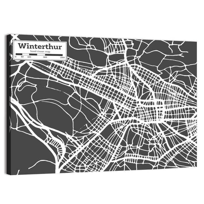 Winterthur Street Map Wall Art as a canvas print