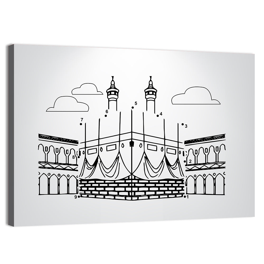 Khana E Kaaba Minimalist Line Wall Art, canvas print, landscape