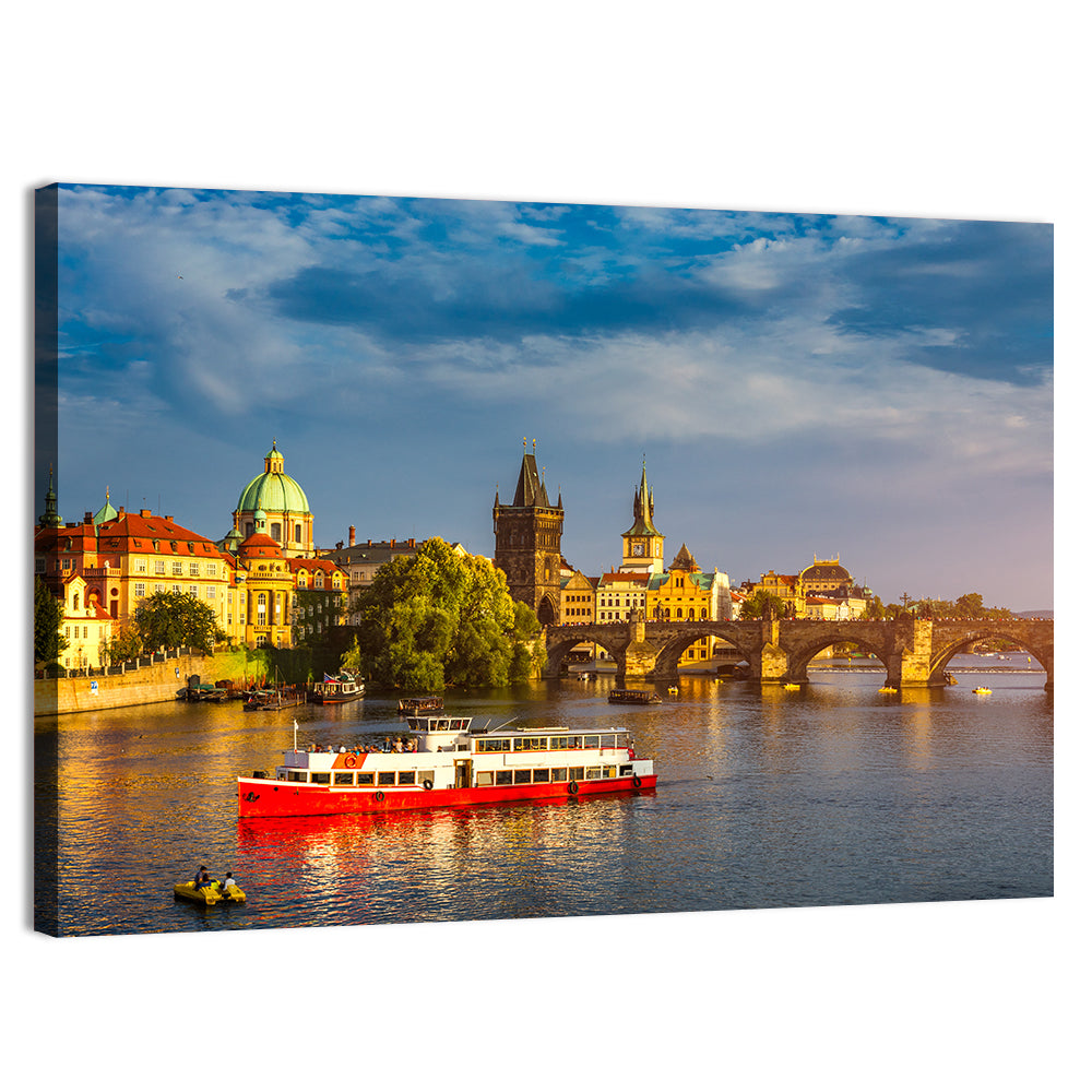 Charles Bridge at Golden Hour Wall Art