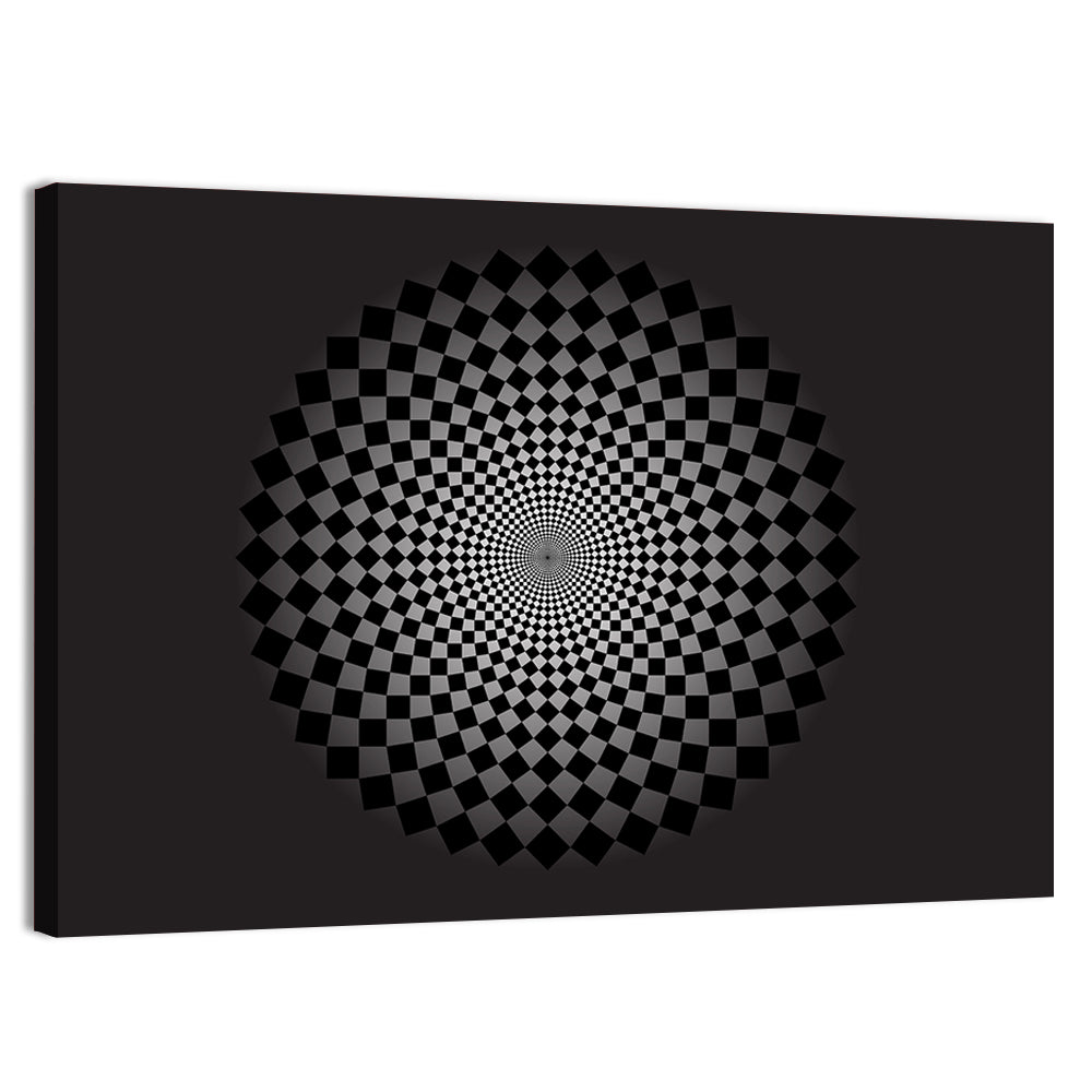 Monochrome Checkerboard Spiral Wall Art