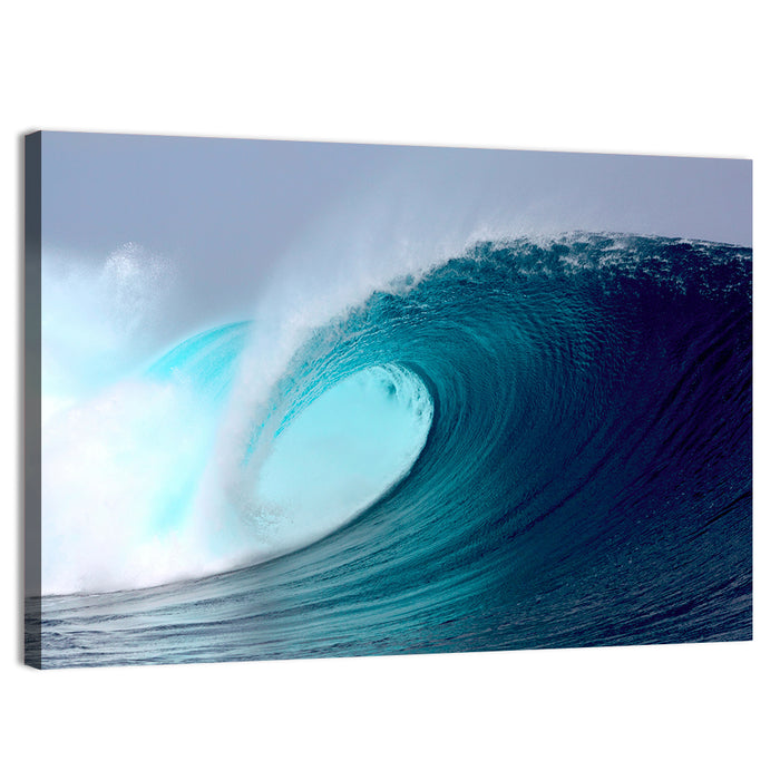 Tropical Blue Barrel Wave Wall Art as a canvas print