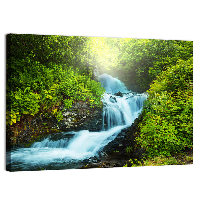 Forest Creek Waterfall Wall Art as a canvas print