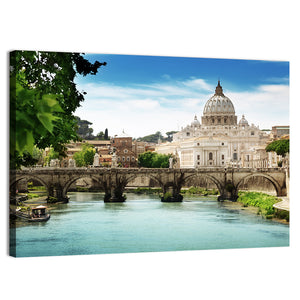 View On Tiber & St Peter Basilica In Vatican Wall Art