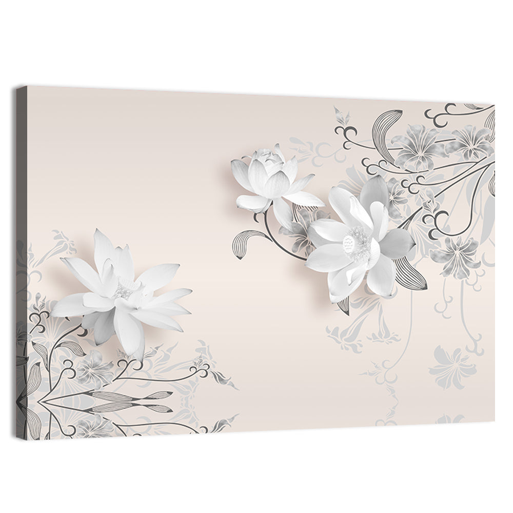 3d Floating Lotus Illustration Wall Art