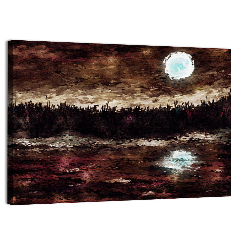 Moonlit Marsh Reflection Wall Art