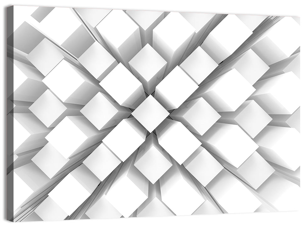 White Cube Grid Wall Art, canvas print, landscape