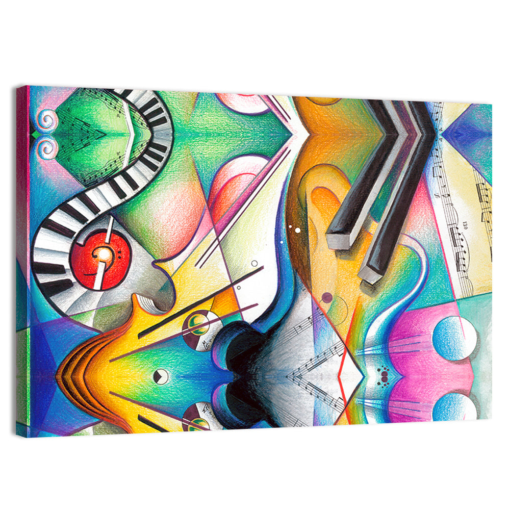 Hand Drawn Music Concept Wall Art, canvas print, landscape