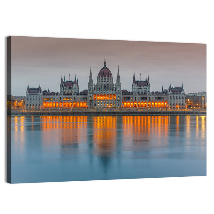 Budapest Parliament at Dusk Wall Art as a canvas print