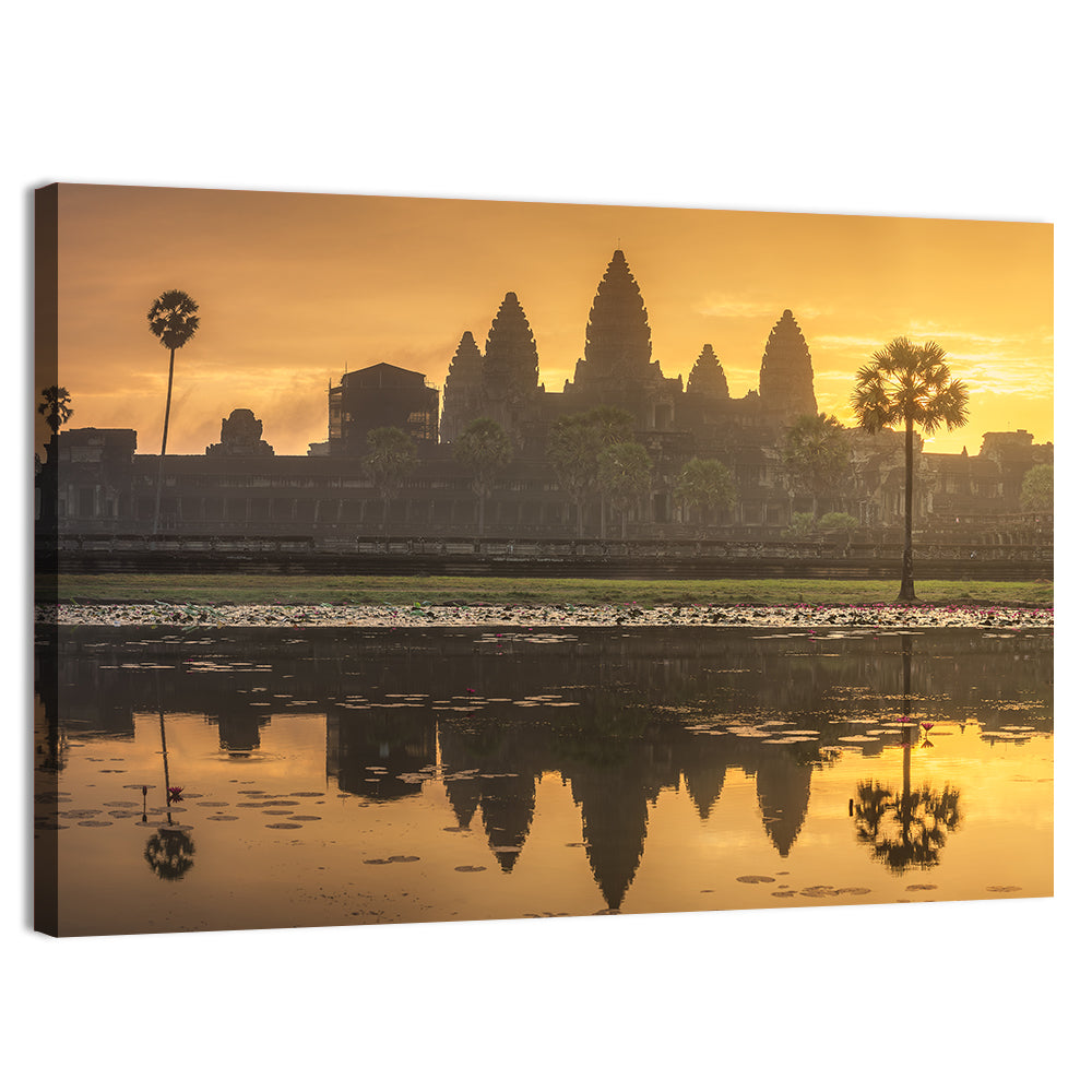 Angkor Wat Reflection at Sunrise Wall Art, canvas print, landscape