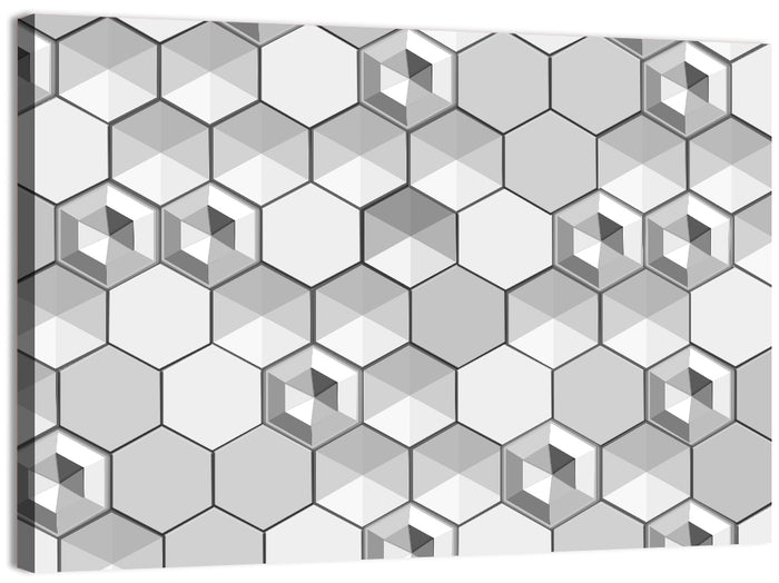 3d Isometric Hexagon Pattern Wall Art as a canvas print