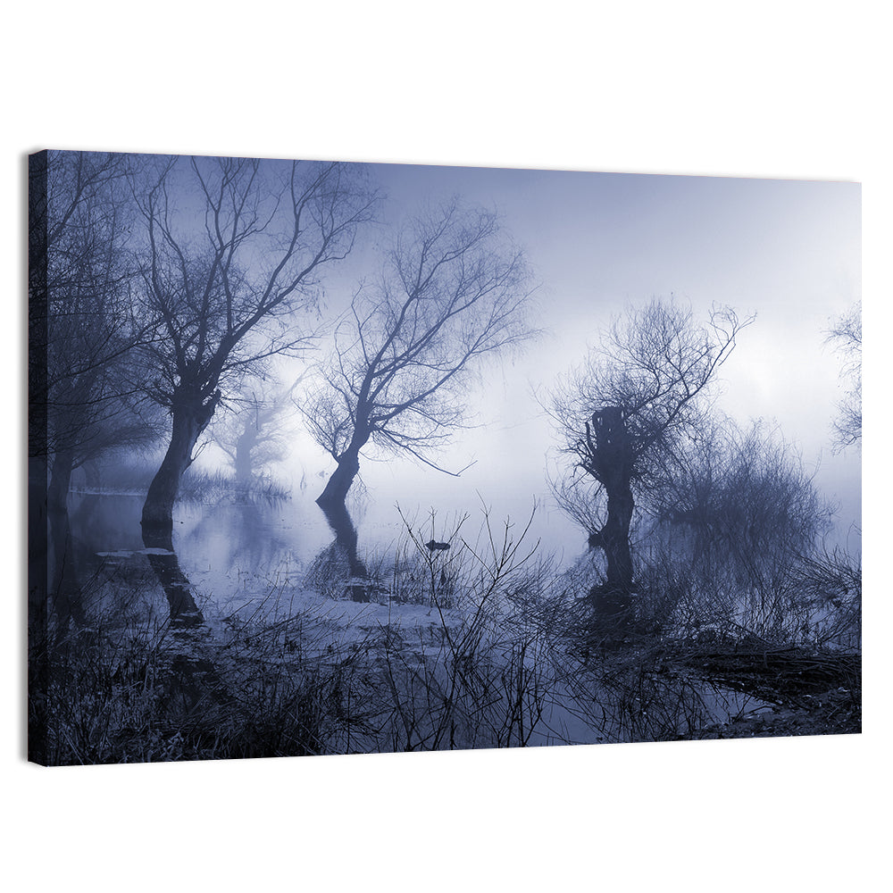 Misty Forest Lake Reflections Wall Art