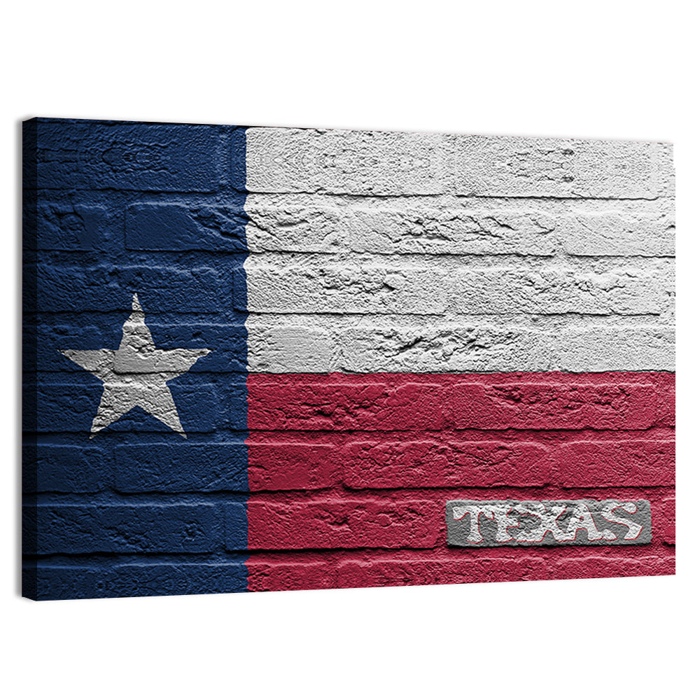 Texas Flag on Weathered Brick Wall Art