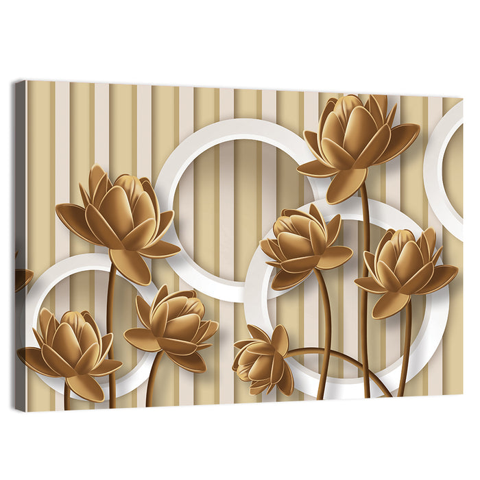 Layered Lotus and Geometric Circles Wall Art as a canvas print