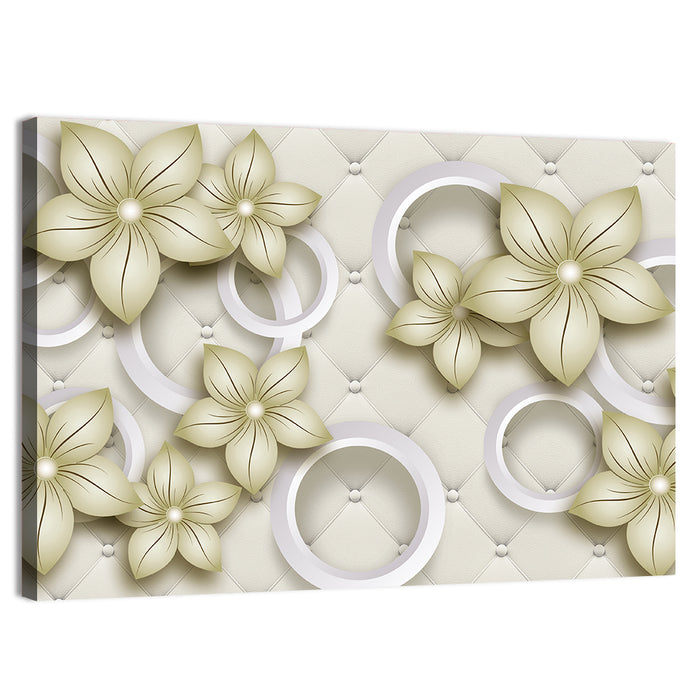 Cream Tufted Floral Rings Wall Art as a canvas print