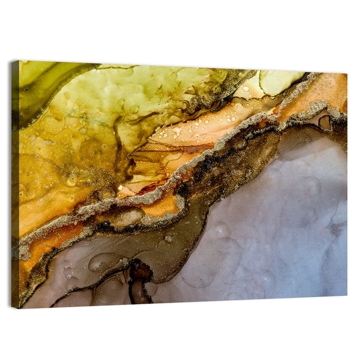 Glittering Vein Alcohol Ink Abstract Wall Art as a canvas print