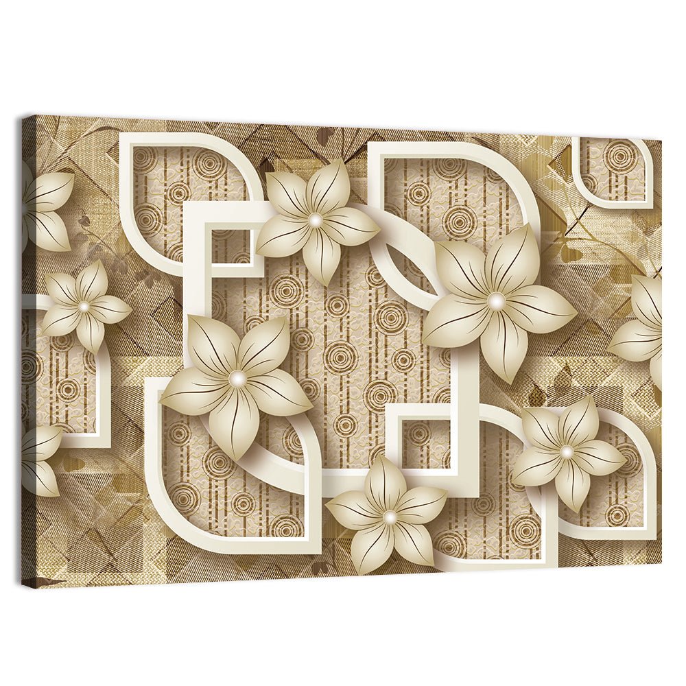 3d Floral Relief Design Wall Art, canvas print, landscape