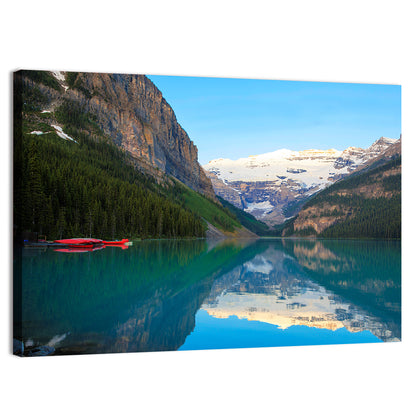 Lake Louise With Red Canoe Wall Art