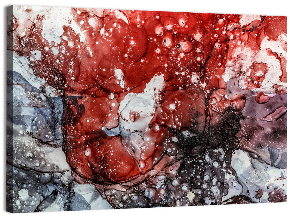 Maroon and Gray Alcohol Ink Abstract Wall Art, canvas print, landscape