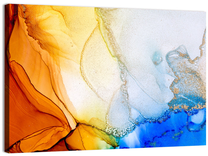 Coral Reef Fluid Ink Abstract Wall Art as a canvas print