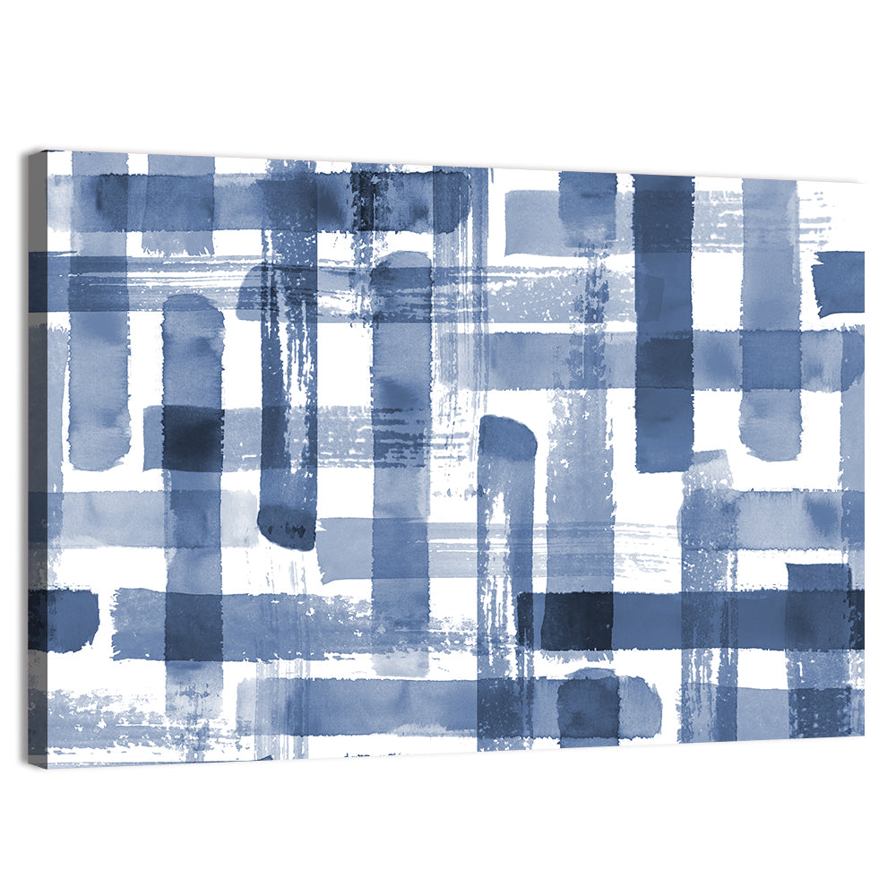 Indigo Brushstrokes Grid Wall Art, canvas print, landscape