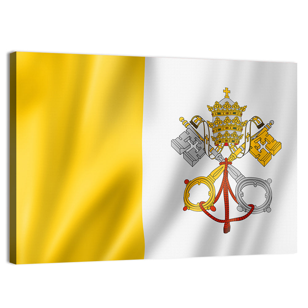 Vatican City Flag with Papal Emblem Wall Art