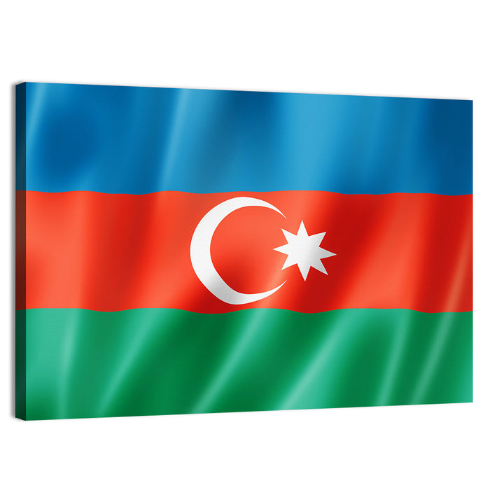 Azerbaijan Flag Wall Art as a canvas print