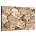 Wood Grain Honeycomb Floral Wall Art