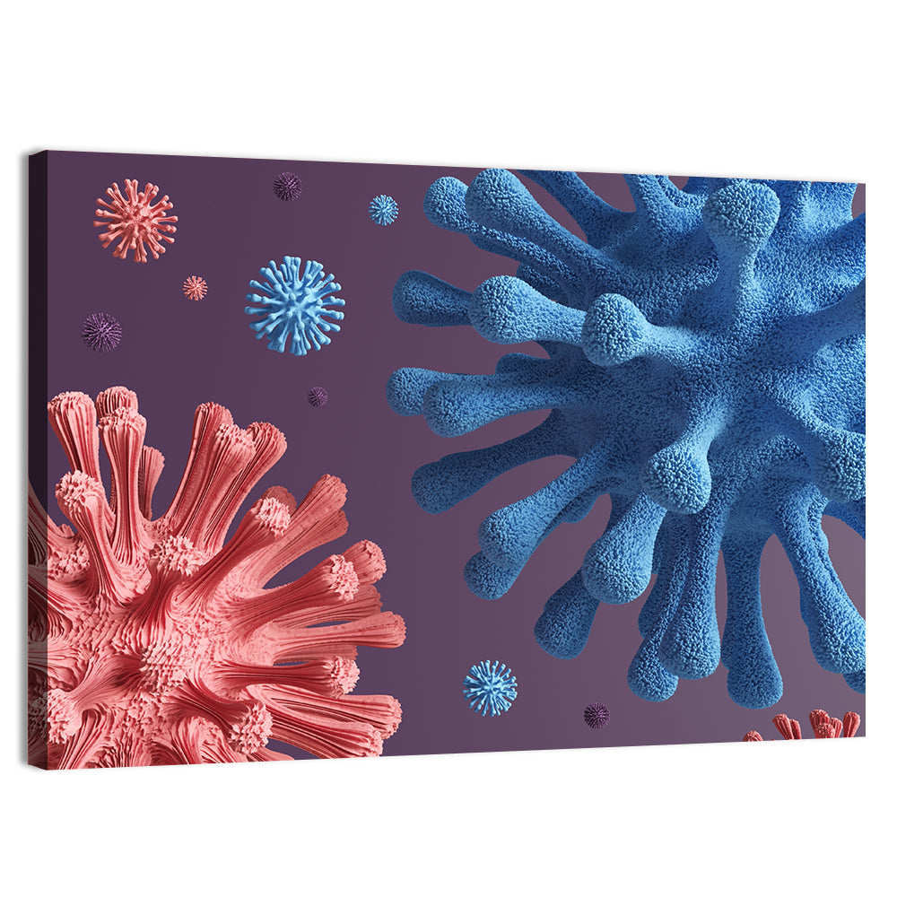 Microscopic Virus Cluster Wall Art
