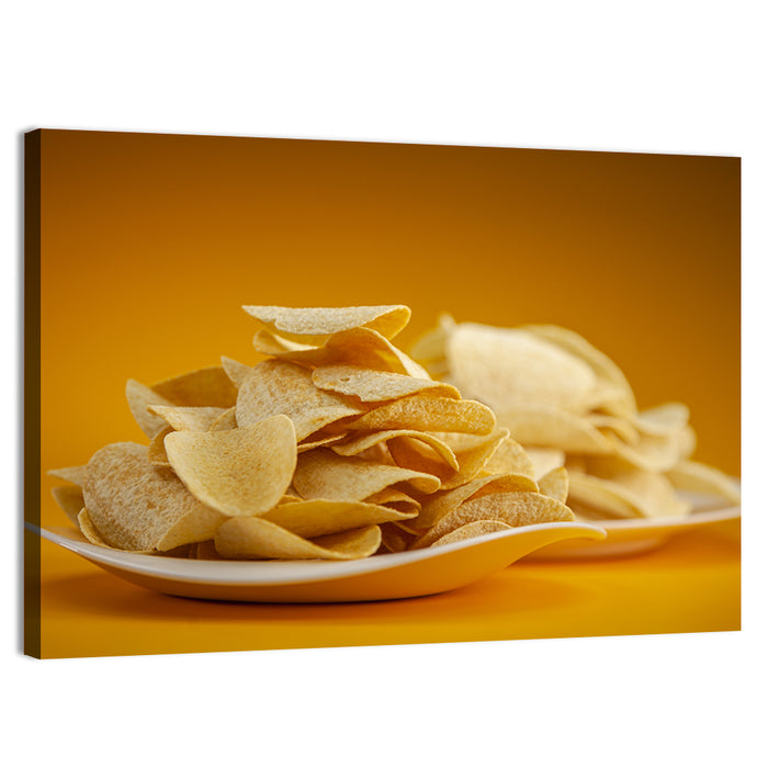 Two Plates of Potato Chips Wall Art as a canvas print