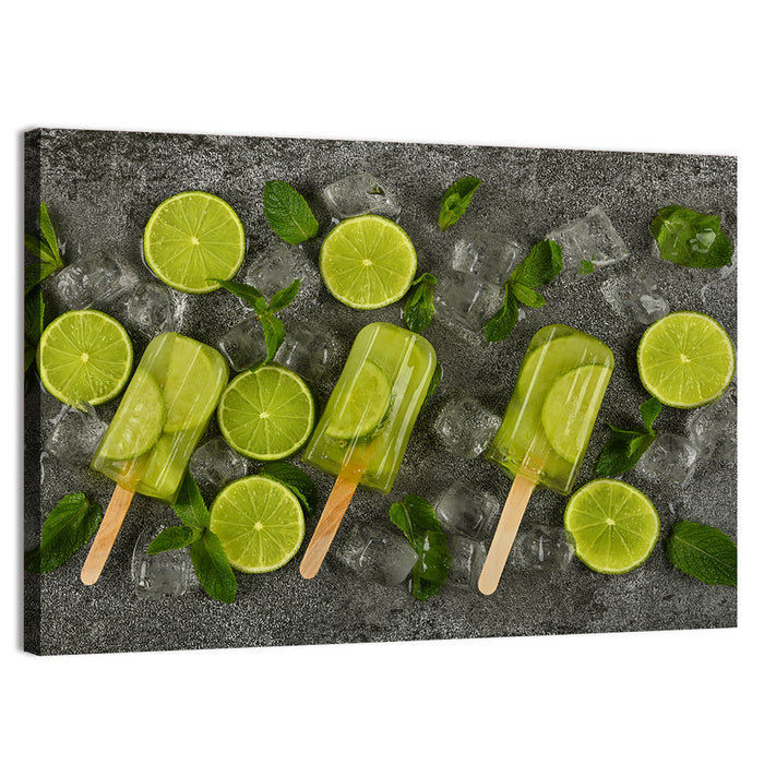 Translucent Lime Popsicles with Mint Wall Art as a canvas print