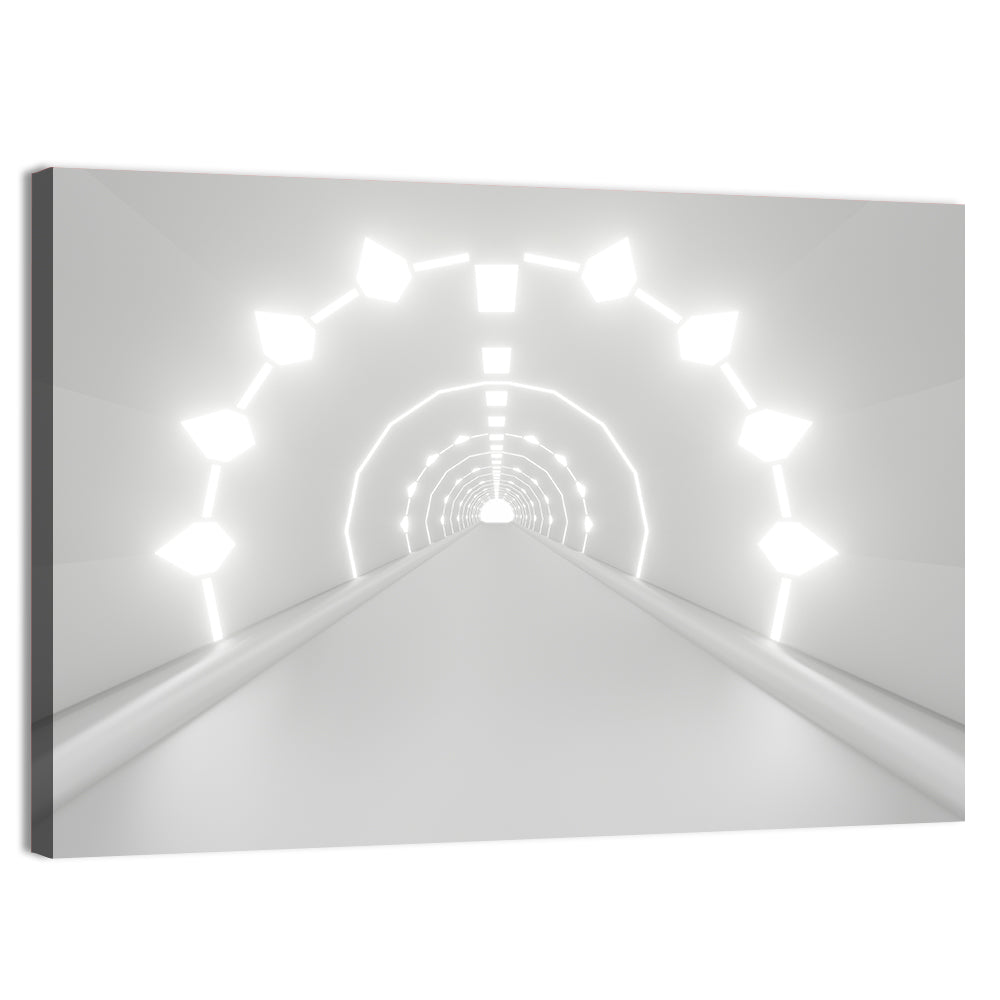 3d White Tunnel with Diamond Lights Wall Art
