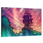 Tall Ship on Cosmic Waves Wall Art