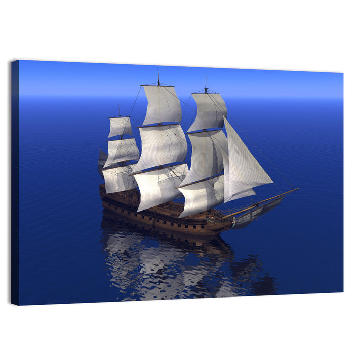 Three-masted Sailing Ship at Sea Wall Art as a canvas print