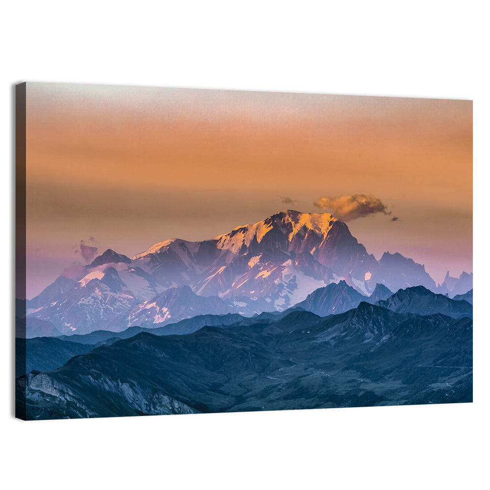 Mont Blanc Alpenglow Sunset Wall Art, canvas print, landscape