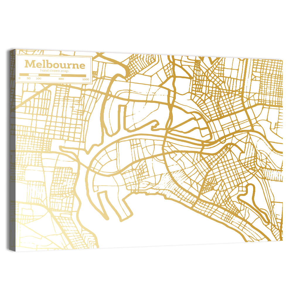 Melbourne Street Network Map Wall Art, canvas print, landscape