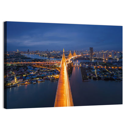 Bhumibol Bridge And Chao Phraya River Thailand Wall Art