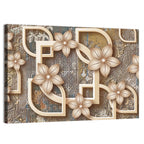 Golden Floral Geometry Wall Art