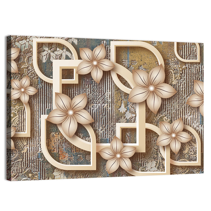 Golden Floral Geometry Wall Art as a canvas print