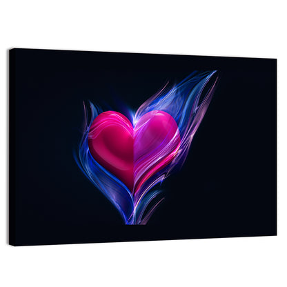 Burning Pink Heart In Blue Fire Wall Art