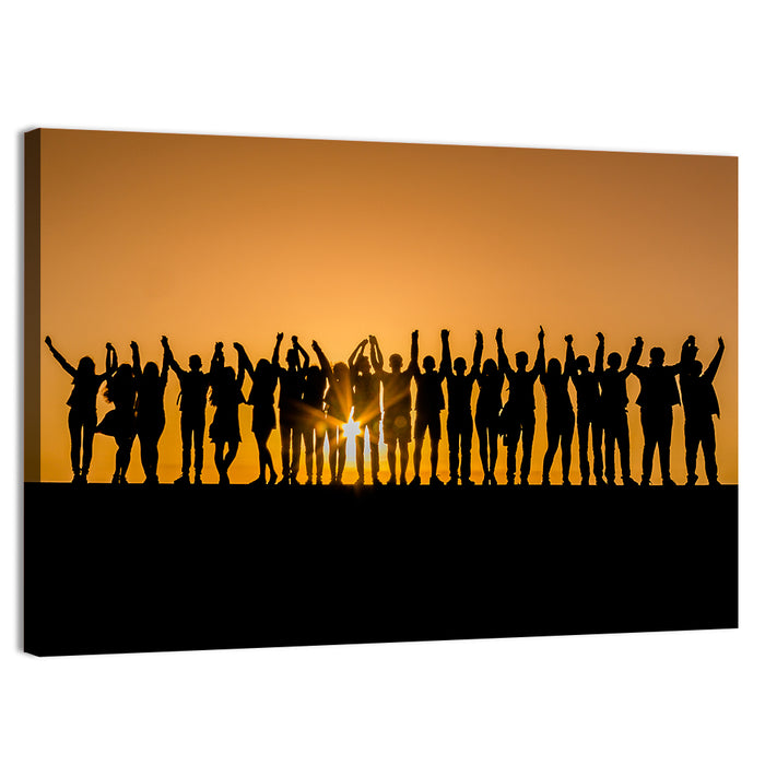 Children Silhouettes at Golden Hour Wall Art as a canvas print