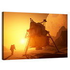 Moonwalker with Lunar Module at Sunset Wall Art