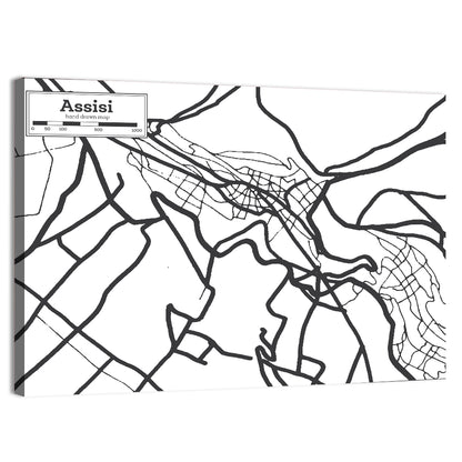 Assisi City Map Wall Art