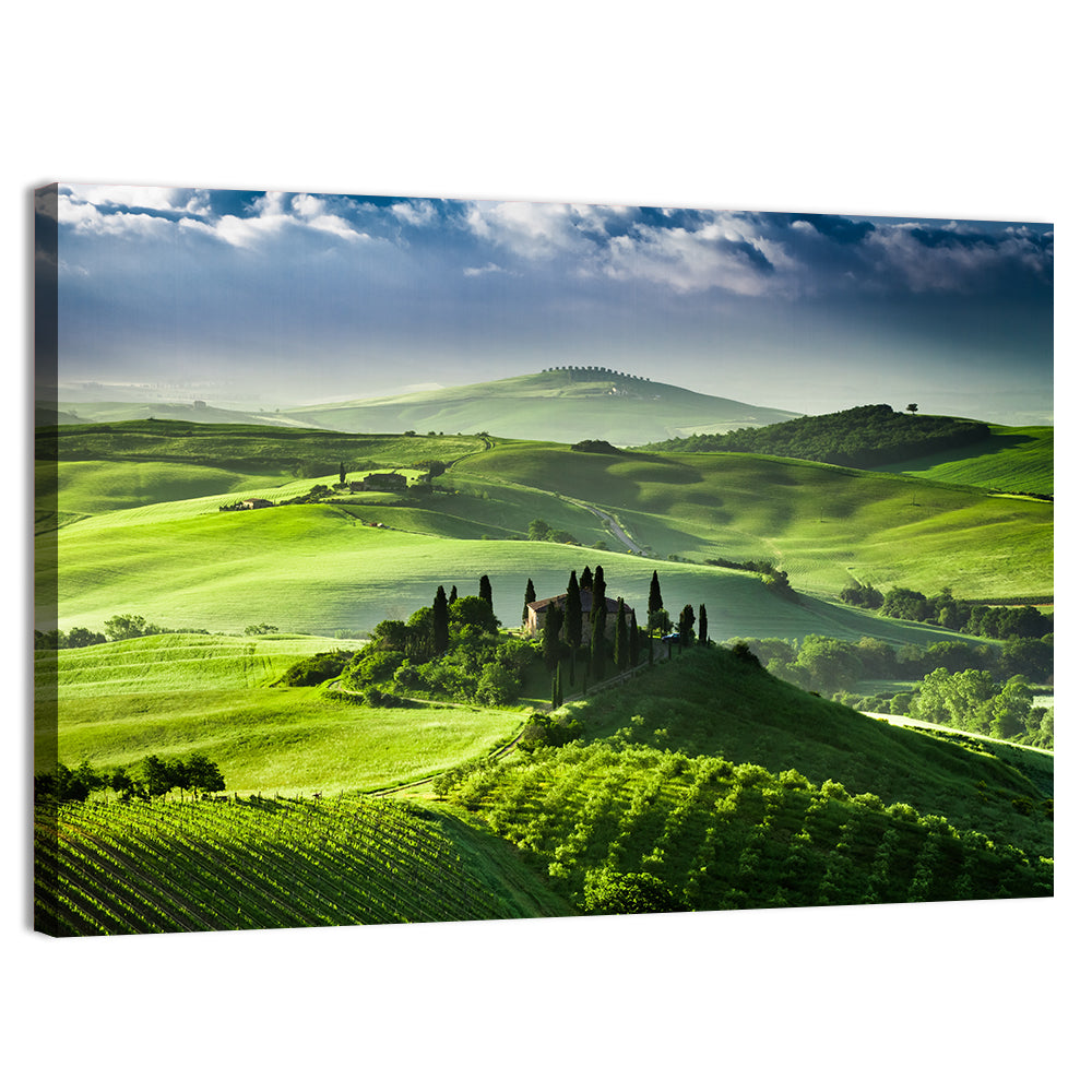 Sunrise Over San Quirico D Orcia Valley Wall Art