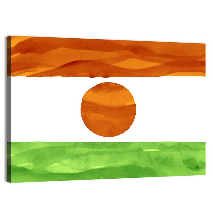 Niger Flag Watercolor Tricolor Wall Art as a canvas print