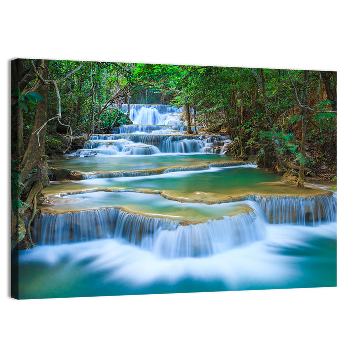 Kanchanaburi Multi-tiered Waterfall Wall Art as a canvas print