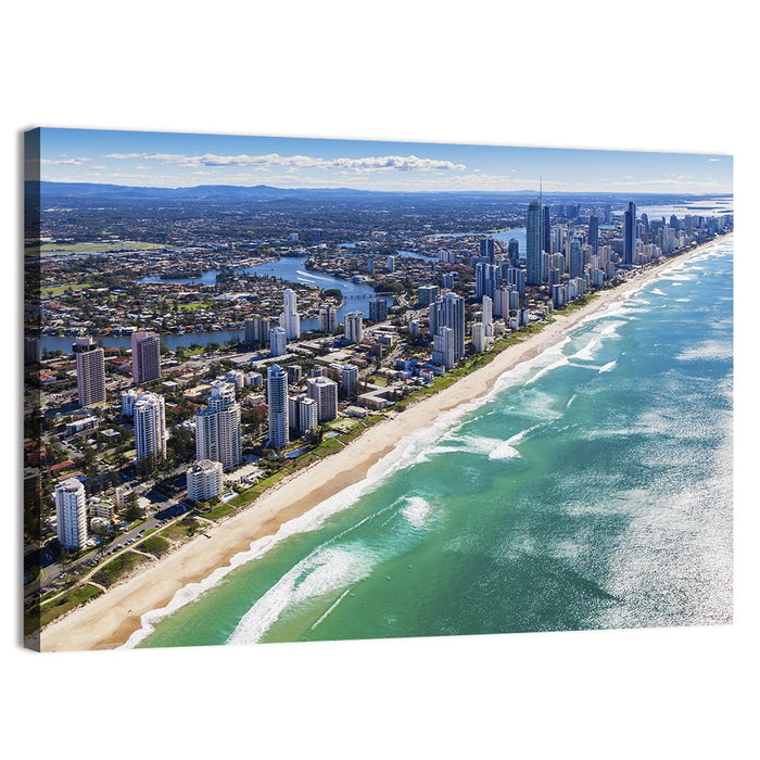 Gold Coast Surfers Paradise Skyline Wall Art as a canvas print