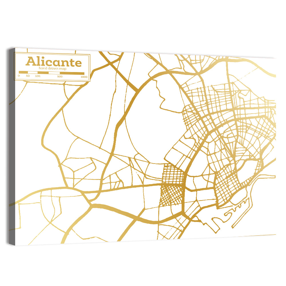 Alicante City Map Spain Wall Art